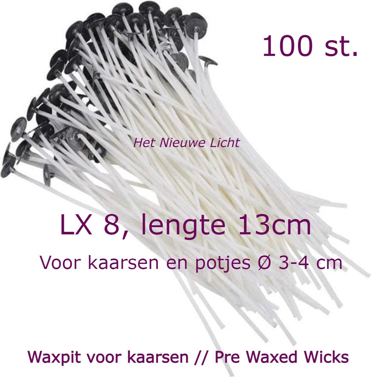 Waxpit 3-4 | 13cm lang | 100 st.| Zelf kaarsen maken | Kaarsen lont